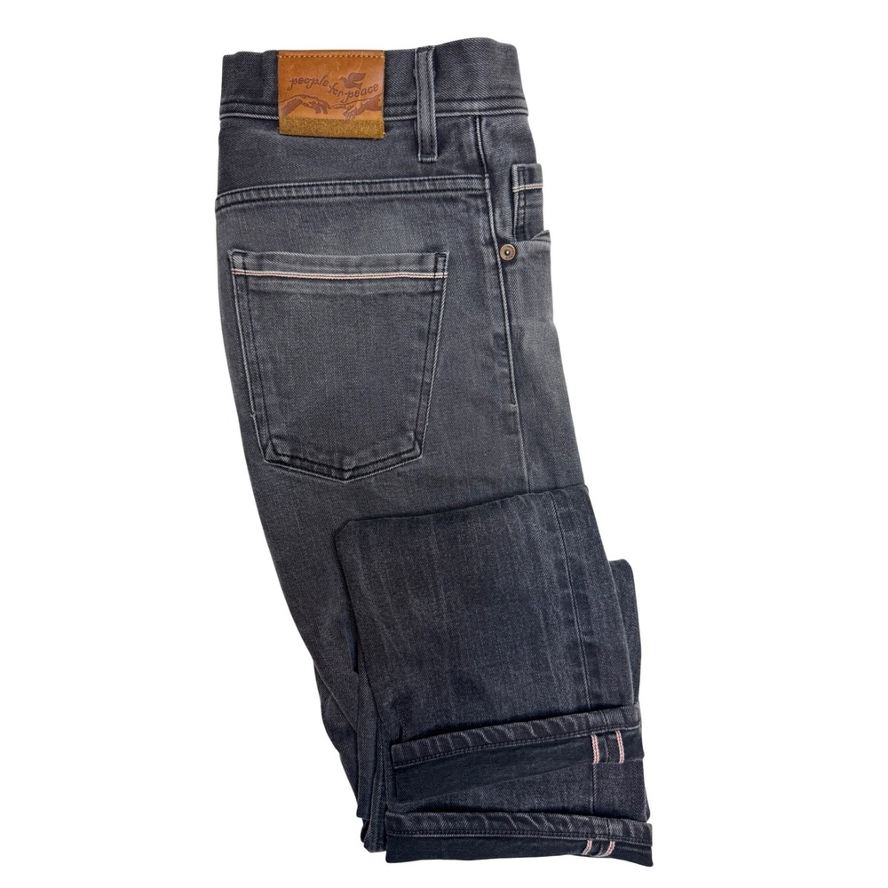 People 4 Peace Mens Selvedge Denim Jeans Faded Black USA Tagged 34x34 Fits 34x31